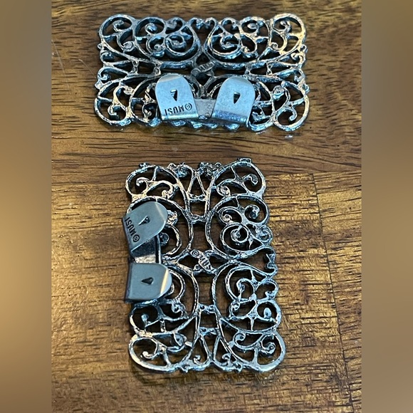 Vintage Musi Victorian Revival Silver Tone Shoe Clips w/Intricate Design - Picture 3 of 10